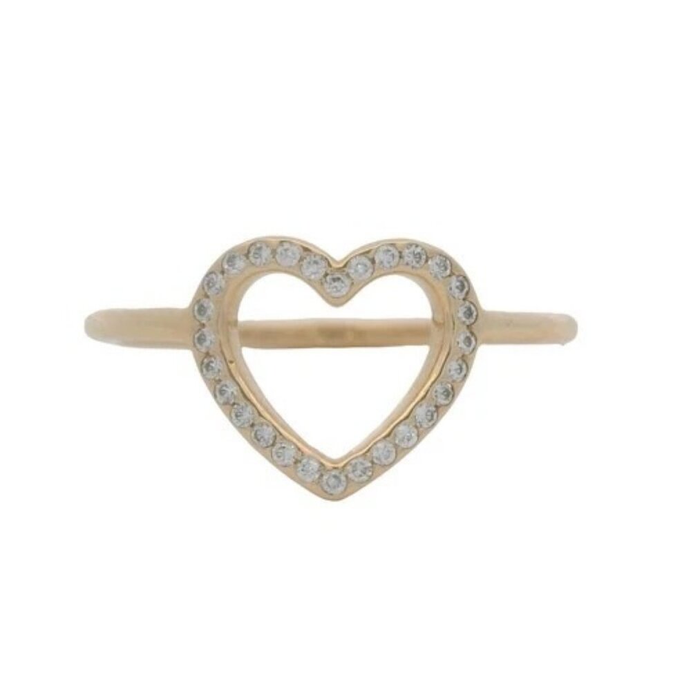 Pandora 14kt Yellow Gold Cubic Zirconia Open Captured Heart Ring Size 8.5
